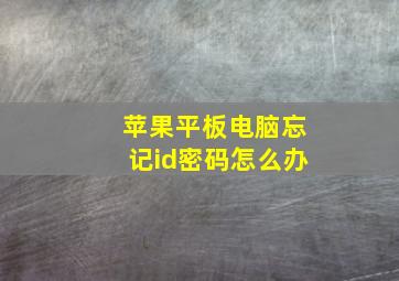 苹果平板电脑忘记id密码怎么办