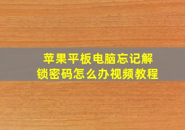 苹果平板电脑忘记解锁密码怎么办视频教程