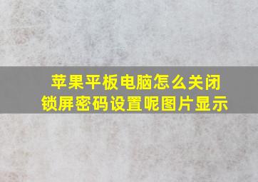 苹果平板电脑怎么关闭锁屏密码设置呢图片显示