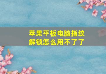 苹果平板电脑指纹解锁怎么用不了了