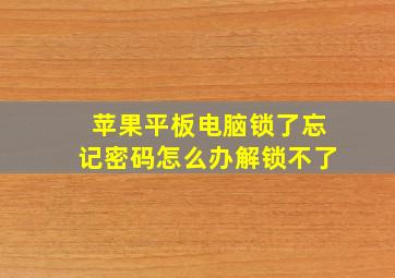 苹果平板电脑锁了忘记密码怎么办解锁不了