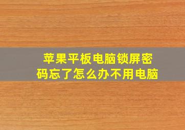 苹果平板电脑锁屏密码忘了怎么办不用电脑