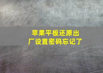 苹果平板还原出厂设置密码忘记了