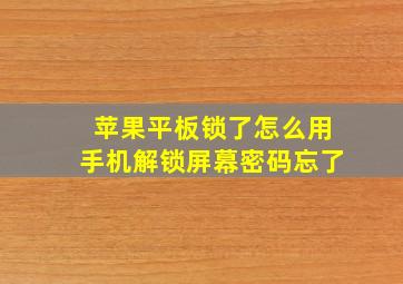 苹果平板锁了怎么用手机解锁屏幕密码忘了