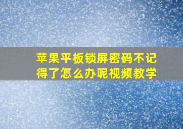 苹果平板锁屏密码不记得了怎么办呢视频教学