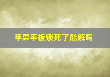 苹果平板锁死了能解吗