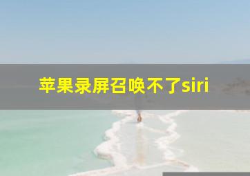 苹果录屏召唤不了siri