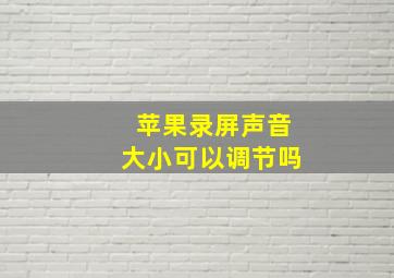 苹果录屏声音大小可以调节吗