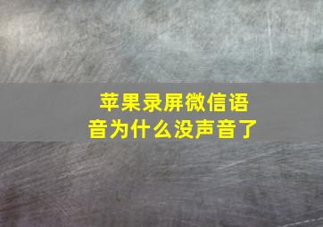 苹果录屏微信语音为什么没声音了