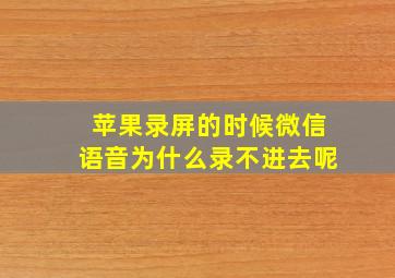 苹果录屏的时候微信语音为什么录不进去呢