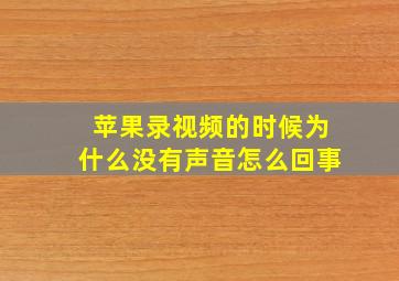 苹果录视频的时候为什么没有声音怎么回事