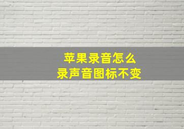 苹果录音怎么录声音图标不变