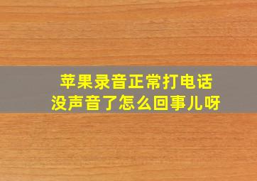 苹果录音正常打电话没声音了怎么回事儿呀