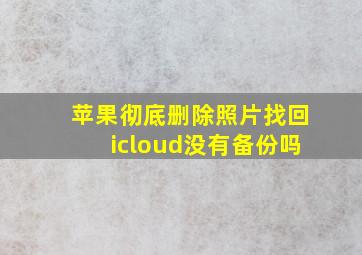 苹果彻底删除照片找回icloud没有备份吗