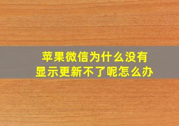 苹果微信为什么没有显示更新不了呢怎么办