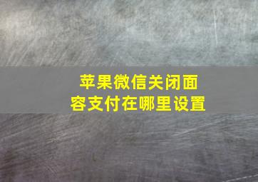 苹果微信关闭面容支付在哪里设置