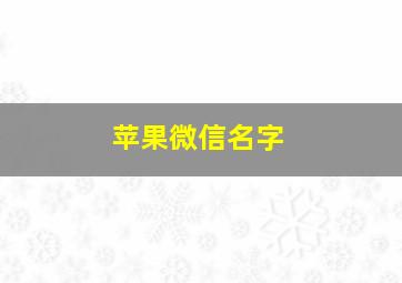 苹果微信名字