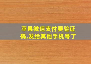 苹果微信支付要验证码,发给其他手机号了