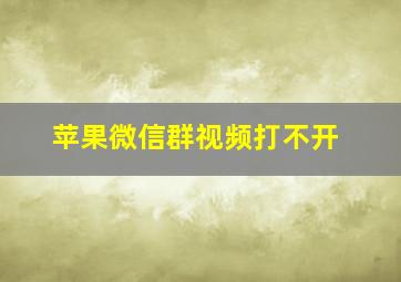 苹果微信群视频打不开