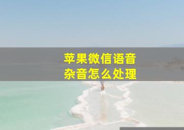 苹果微信语音杂音怎么处理