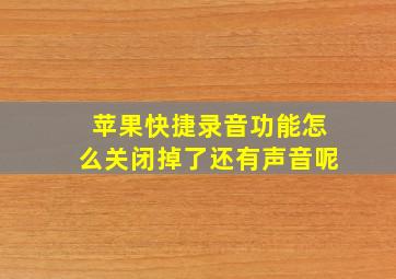 苹果快捷录音功能怎么关闭掉了还有声音呢