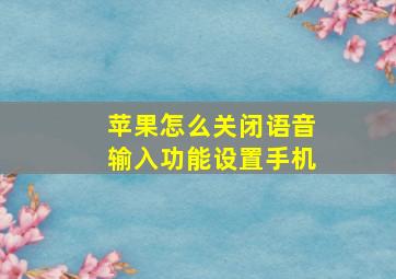 苹果怎么关闭语音输入功能设置手机