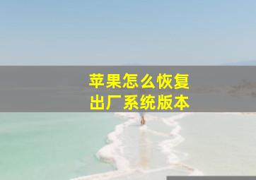 苹果怎么恢复出厂系统版本