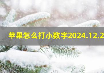 苹果怎么打小数字2024.12.27