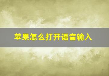 苹果怎么打开语音输入