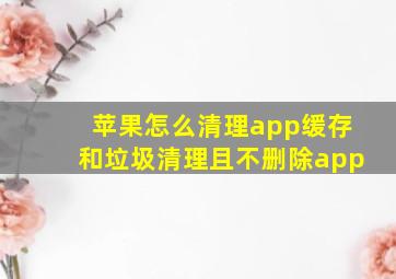 苹果怎么清理app缓存和垃圾清理且不删除app