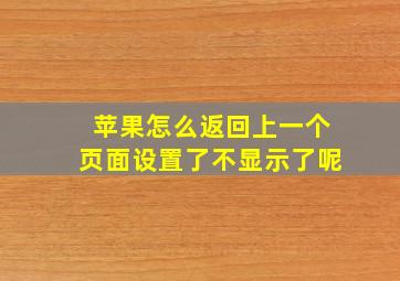 苹果怎么返回上一个页面设置了不显示了呢