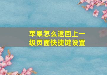 苹果怎么返回上一级页面快捷键设置