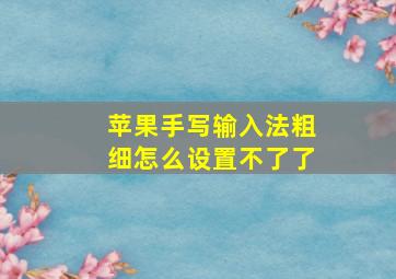 苹果手写输入法粗细怎么设置不了了