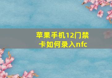 苹果手机12门禁卡如何录入nfc