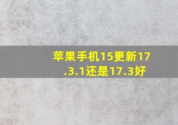 苹果手机15更新17.3.1还是17.3好