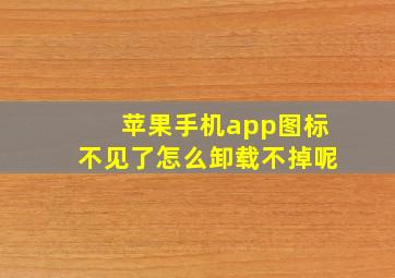 苹果手机app图标不见了怎么卸载不掉呢