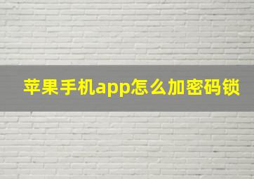 苹果手机app怎么加密码锁