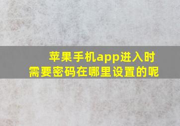 苹果手机app进入时需要密码在哪里设置的呢