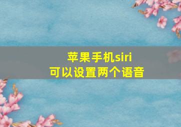 苹果手机siri可以设置两个语音