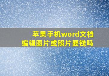 苹果手机word文档编辑图片或照片要钱吗