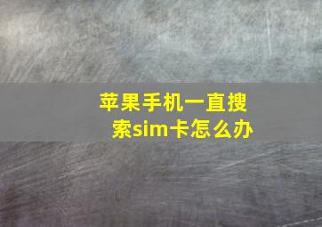 苹果手机一直搜索sim卡怎么办