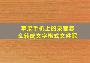 苹果手机上的录音怎么转成文字格式文件呢