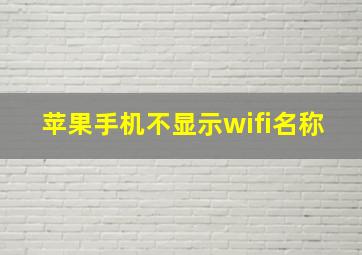 苹果手机不显示wifi名称