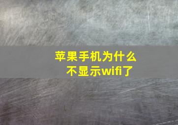 苹果手机为什么不显示wifi了