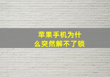 苹果手机为什么突然解不了锁