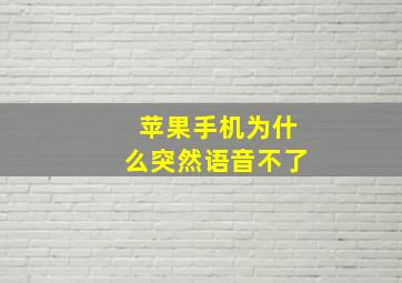 苹果手机为什么突然语音不了