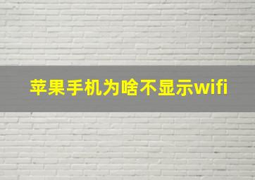 苹果手机为啥不显示wifi