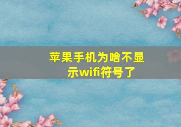 苹果手机为啥不显示wifi符号了