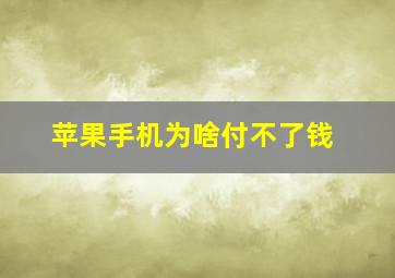 苹果手机为啥付不了钱