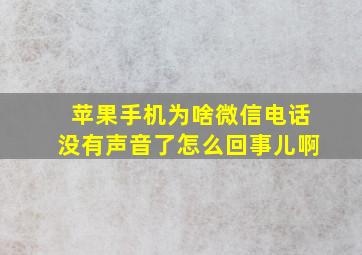 苹果手机为啥微信电话没有声音了怎么回事儿啊